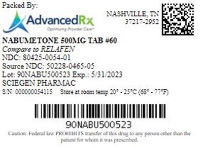 Nabumetone 500mg Tab Qty 60 NDC 80425-0054.jpg Nabumetone 500mg Tab Qty 60 NDC 80425 0054